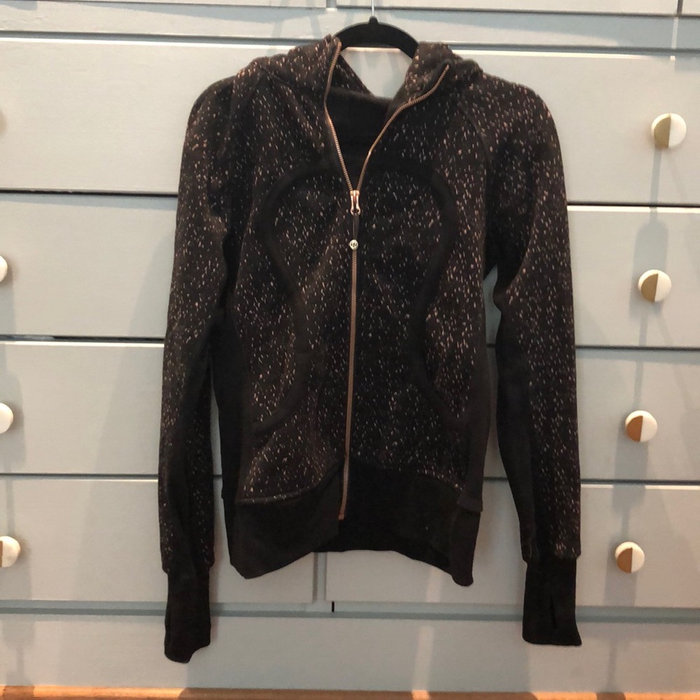 Lululemon scuba hoodie; black/rose gold ltd style